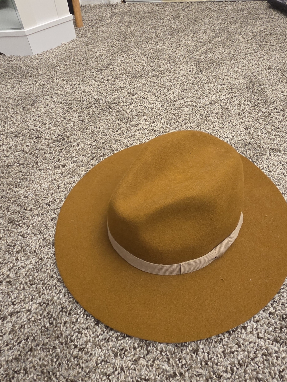 Jigsaw Mustard Wide-Brim Felt Fedora with Neutral Band